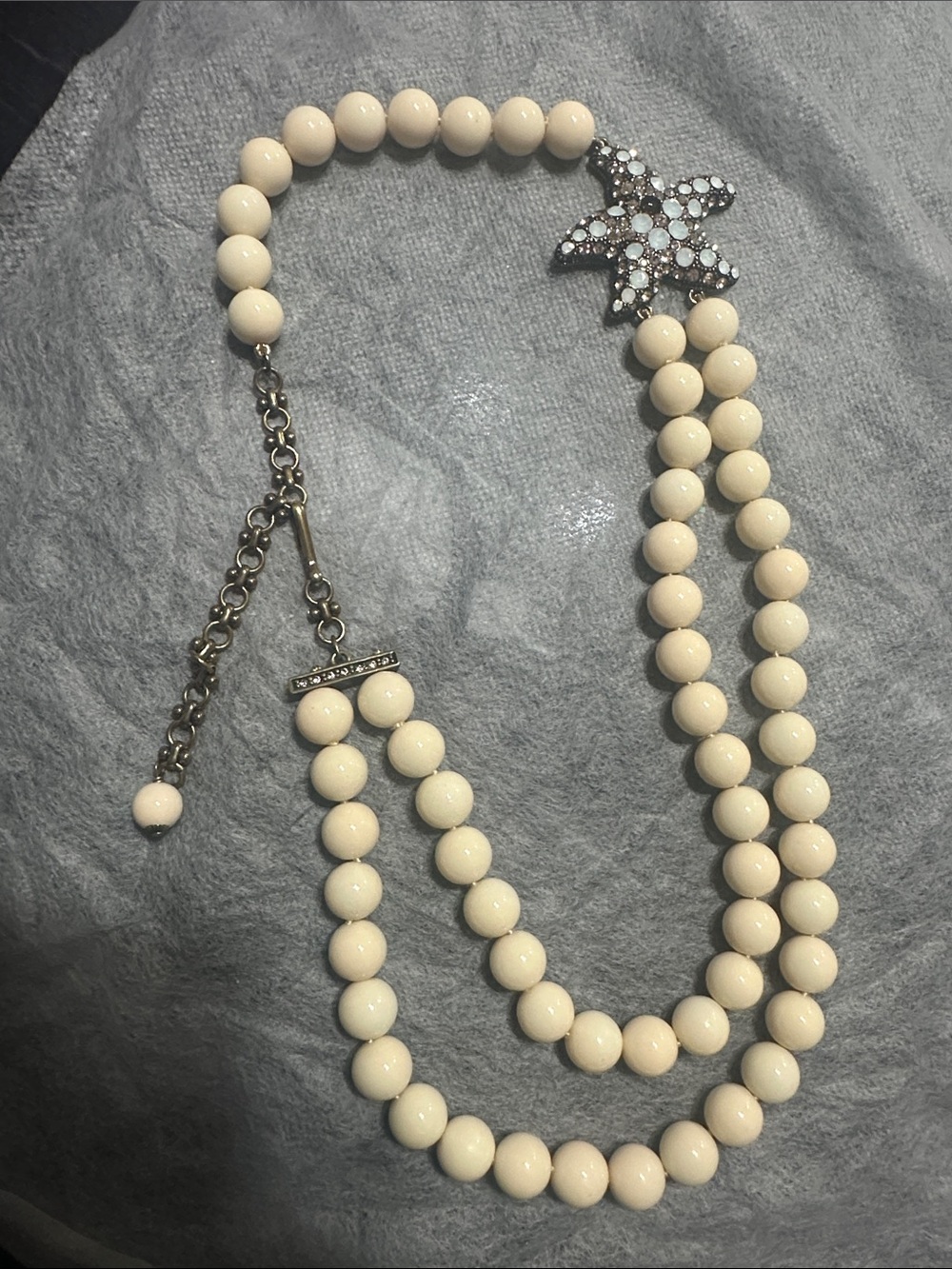 Heidi Daus Cream Beaded Double-Strand Necklace with Starfish Pendant